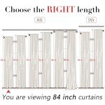 XTMYI Linen Cotton Farmhouse Curtains for Living Room Bedroom 84 Inches Long Two Sheer Hook Belt Pleated Back Tab Birch Off White Ivory Neutral Boho Sour Cream Curtain Drapes 84 Length 2 Panels Set