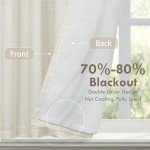 DriftAway Double Layer Linen Blackout Tie Up Curtains Thermal Insulated Fully Lined Balloon Roman Shade Bathroom Window Adjustable Rod Pocket for Small Window 31 Inch by 47 Inch Light Linen