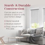 ARLO BLINDS Faux Wood Blinds with Crown Valance - 34.625" Width x 60" Height, White, Cordless Window Blinds & Shades - Blinds for Indoor Windows, 2" Faux Wooden Blinds for Home, Window Shades