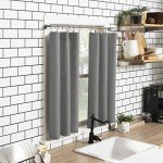 No. 918 Martine Microfiber Semi-Sheer Rod Pocket Kitchen Curtain Valance and Tiers Set, 54" x 45", Gray