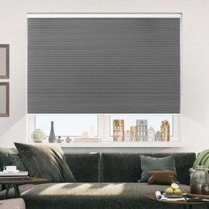 Allesin Cellular Shades Cordless Blackout Honeycomb Blinds for Indoor Windows, Thermal Insulated Window Shades Noise Reduction, Easy to Install, Perfect for Bedroom/Living Room, Grey - H64 x W34