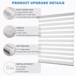 JIANGPIN TEXTILE Custom Cut to Size Zebra Blinds for Windows Dual Layer Roller Light Filtering Privacy Free-Stop Sheer Shades Light Control for Day and Night(19" W X 72" H, White)