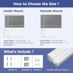 Allesin Cellular Shades Cordless Blackout Honeycomb Blinds for Indoor Windows, Thermal Insulated Window Shades Noise Reduction, Easy to Install, Perfect for Bedroom/Living Room, Grey - H64 x W34