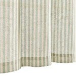 jinchan Striped Kitchen Curtains and Valance Set 24 Inch Tier Curtains Ticking Stripe Linen Small Drapes Pinstripe for Cafe Living Room Bathroom Farmhouse 3 Pieces Set Rod Pocket Sage Green