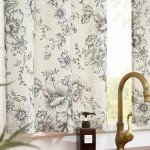 jinchan Floral Kitchen Curtains Set Linen Tier Curtains and Valance Farmhouse Drapes for Small Windows 24 Inch Length for Cafe Living Room Bathroom Rod Pocket 3 Pieces Set Black on Beige