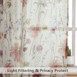 OWENIE Printed Sheer Curtians 54 Inches Long for Kitchen Set of 2 Panels, Dual Rod Pocket Window Living Room Curtains with Floral, Farmhouse Light Filtering Short Curtains for Small Window, 42"x54"