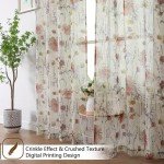 OWENIE Printed Sheer Curtians 54 Inches Long for Kitchen Set of 2 Panels, Dual Rod Pocket Window Living Room Curtains with Floral, Farmhouse Light Filtering Short Curtains for Small Window, 42"x54"