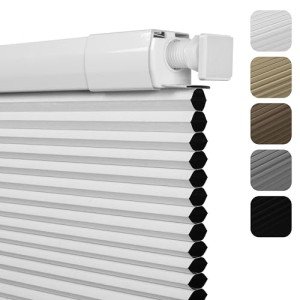 Sulugood No Drill No Tools Blackout Cellular Shades Easy to Install for Indoor Windows Cordless Honeycomb Blinds Thermal Insulated Noise Reduction,White,Custom Size