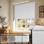 Sulugood No Drill No Tools Blackout Cellular Shades Easy to Install for Indoor Windows Cordless Honeycomb Blinds Thermal Insulated Noise Reduction,White,Custom Size