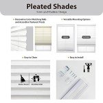 DEZ FURNISHINGS Cordless 1" Light Filtering Pleated Shade, Fabric, 34" W x 48" H, White