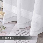 Tollpiz Short Sheer Curtains Linen Textured Bedroom Curtain Sheers Light Filtering Rod Pocket Voile Curtains for Living Room, 54 x 45 inches Long, White, Set of 2 Panels