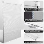 Sulugood No Drill No Tools Blackout Cellular Shades Easy to Install for Indoor Windows Cordless Honeycomb Blinds Thermal Insulated Noise Reduction,White,Custom Size