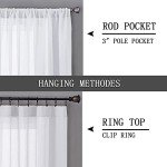 Tollpiz Short Sheer Curtains Linen Textured Bedroom Curtain Sheers Light Filtering Rod Pocket Voile Curtains for Living Room, 54 x 45 inches Long, White, Set of 2 Panels