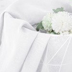 Tollpiz Short Sheer Curtains Linen Textured Bedroom Curtain Sheers Light Filtering Rod Pocket Voile Curtains for Living Room, 54 x 45 inches Long, White, Set of 2 Panels