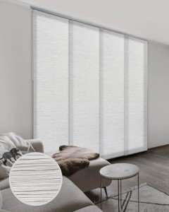 GoDear Design Adjustable Sliding Panel Track Blinds, Vertical Blinds, Room Dividers Walls, Closet Doors, Extendable Track from 45.8" to 86" W, Trimmable Panel Curtains Up to 96" H, Mica