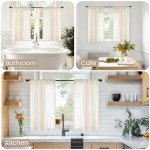 BGment Linen Curtains 36 Inch Length for Kitchen Cafe Window - Cream Beige Short Semi Sheer Drapes with Rod Pocket for Bathroom Half Window Light Filtering Rustic, 2 Panels, Each Panel 30 Inch Wide