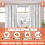 Adhesive Curtain Rods No Drilling Holder,No Drill Curtain Rod Brackets,Renter Friendly Curtain Hooks for Hanging Drapes,Over Blinds for Dorm Apartment Kitchen Bedroom Home Bathroom
