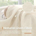 BGment Linen Curtains 36 Inch Length for Kitchen Cafe Window - Cream Beige Short Semi Sheer Drapes with Rod Pocket for Bathroom Half Window Light Filtering Rustic, 2 Panels, Each Panel 30 Inch Wide