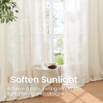 BGment Linen Curtains 36 Inch Length for Kitchen Cafe Window - Cream Beige Short Semi Sheer Drapes with Rod Pocket for Bathroom Half Window Light Filtering Rustic, 2 Panels, Each Panel 30 Inch Wide