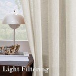 H.VERSAILTEX Natural Linen Sheer Curtains Flax Linen Blended Curtain Panels Living Room Sheer Curtains 84 inches Long 2 Panels, Nickel Grommet Semitransparent Semi-Sheer Soft Privacy Drapes, Natural