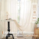 BGment Linen Curtains 36 Inch Length for Kitchen Cafe Window - Cream Beige Short Semi Sheer Drapes with Rod Pocket for Bathroom Half Window Light Filtering Rustic, 2 Panels, Each Panel 30 Inch Wide