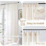 BGment Linen Curtains 36 Inch Length for Kitchen Cafe Window - Cream Beige Short Semi Sheer Drapes with Rod Pocket for Bathroom Half Window Light Filtering Rustic, 2 Panels, Each Panel 30 Inch Wide