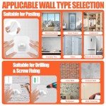 Adhesive Curtain Rods No Drilling Holder,No Drill Curtain Rod Brackets,Renter Friendly Curtain Hooks for Hanging Drapes,Over Blinds for Dorm Apartment Kitchen Bedroom Home Bathroom