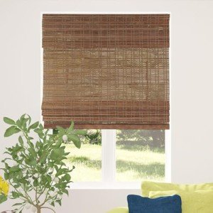 CALYX INTERIORS Cordless Bamboo Roman Shade Blind, Light Filtering, 34" W x 64" H, Ceylon Chestnut