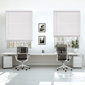 DEZ FURNISHINGS Cordless 1" Mini Blind, Room Darkening, 32" W x 48" H, Pearl White