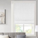 Madison Park Galen Cordless Roman Shades - Fabric Privacy Single Panel Darkening, Energy Efficient, Thermal Insulated Window Blind Treatment, for Bedroom, Living Room Decor, 27" x 64", White