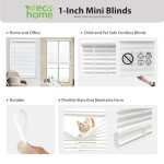 DEZ FURNISHINGS Cordless 1" Mini Blind, Room Darkening, 32" W x 48" H, Pearl White