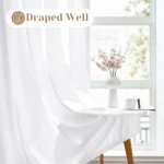 HOMEIDEAS Non-See-Through White Privacy Sheer Kitchen Curtains, 30 X 36 Inches Long 2 Panels Short Sheer Curtains Light Filtering Bathroom Window Drapes for Bedroom Living Room
