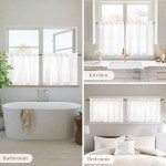 HOMEIDEAS Non-See-Through White Privacy Sheer Kitchen Curtains, 30 X 36 Inches Long 2 Panels Short Sheer Curtains Light Filtering Bathroom Window Drapes for Bedroom Living Room