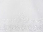 GOHD Lace Rosarium Kitchen Curtains, 3PCS Kitchen Curtains and Valances Set, Elegant White Fabric with Rose Embroidery and Lace. (White, Swag and 22 inches Tiers Set)
