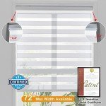 Persilux Cordless Zebra Blinds for Windows Free-Stop Roller Windows Shades (24" W X 72" H, White) Dual Layer Light Control for Day and Night, Light Filtering Sheer Shades for Home, Easy to Install