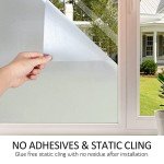HIDBEA Frosted Window Privacy Film Heat Control UV Blocking, Static Cling Non-Adhesive Reusable Door coverings for Bathroom Home Office (Frosted 17.5 Inch x 6.5 Feet)