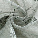 HOMEIDEAS Sage Green Sheer Kitchen Curtains 30 X 36 Inch Length 2 Panels Embroidered Leaf Pattern Short Curtains for Small Window Valance Tiers