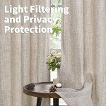 YoungsTex 40 Inch Length Linen Curtains for Kitchen Cafe Window, Natural Semi Sheer Drapes Short Length for Bathroom Bedroom Light Filtering with Rod Pocket Back Tab, 42 X 40 Inch, 2 Panels