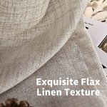 YoungsTex 40 Inch Length Linen Curtains for Kitchen Cafe Window, Natural Semi Sheer Drapes Short Length for Bathroom Bedroom Light Filtering with Rod Pocket Back Tab, 42 X 40 Inch, 2 Panels