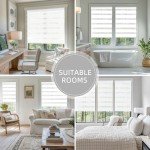 ChrisDowa Cordless Zebra Blinds for Windows, Dual Layer Free-Stop Light Filtering Window Roller Shades, Pull Down Privacy Zebra Shades for Home, Office, Bedroom, Door (20" W x 72" H, White)