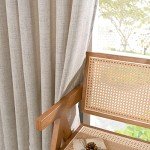 YoungsTex 40 Inch Length Linen Curtains for Kitchen Cafe Window, Natural Semi Sheer Drapes Short Length for Bathroom Bedroom Light Filtering with Rod Pocket Back Tab, 42 X 40 Inch, 2 Panels