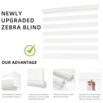 ChrisDowa Cordless Zebra Blinds for Windows, Dual Layer Free-Stop Light Filtering Window Roller Shades, Pull Down Privacy Zebra Shades for Home, Office, Bedroom, Door (20" W x 72" H, White)