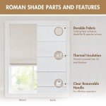 Madison Park Cordless Roman Shades, Total Blackout Window Blind Privacy Window Shades, Thermal Insulated Cordless Window Treatment for Bedroom, Living Room, Quincy, Single Panel 31" W X 64" L Linen