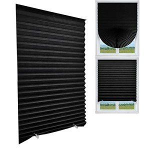 Blackout Blinds for Windows，Temporary Window Shades No Drill Blinds Self Adhesive Blinds Black Mini Blinds for Living Room Kithchen Bathroom Window - 24 x 59 Inch (Fits Windows 15in-24 in)