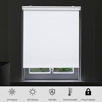 Sunoff Blackout Roller Shades Blinds Cordless for Windows Pull Down Room Darkening Door Blinds with Thermal Insulated Easy to Install for Living Room,Bedroom,Home,Office Bathroom White 34" W x 72" H