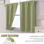 OWENIE Sage Green Kitchen Curtains 30 Inch Length, Short Blackout Small Thermal Insulated Curtains Tier Over Sink Rod Pocket Half Window for Bathroom Bedroom Camper RV Bunk, 2 Panels, Each 30" Wx30 L