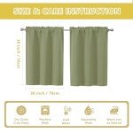 OWENIE Sage Green Kitchen Curtains 30 Inch Length, Short Blackout Small Thermal Insulated Curtains Tier Over Sink Rod Pocket Half Window for Bathroom Bedroom Camper RV Bunk, 2 Panels, Each 30" Wx30 L