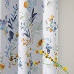 MYSKY HOME Kitchen Curtains 45 inch Length Floral Blackout Curtains Thermal Insulated Room Darkening Curtains Grommet Top 2 Panels for Bedroom Bathroom Dormer Window, Yellow and Blue