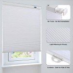 LazBlinds Cordless Cellular Shades, No Tools No Drill Light Filtering Honeycomb Shades Pleated Blinds for Windows, 34'' W x 48'' H, White