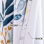 MYSKY HOME Kitchen Curtains 45 inch Length Floral Blackout Curtains Thermal Insulated Room Darkening Curtains Grommet Top 2 Panels for Bedroom Bathroom Dormer Window, Yellow and Blue